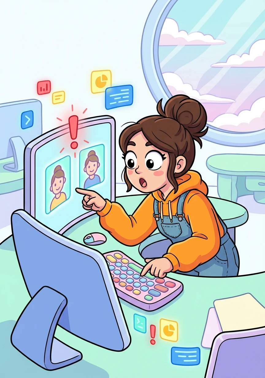 Sofia, una joven entusiasta por la tecnología, trabaja en una gran empresa. Un día, descubre un problema inusual: ¡usuarios duplicados en el sistema!