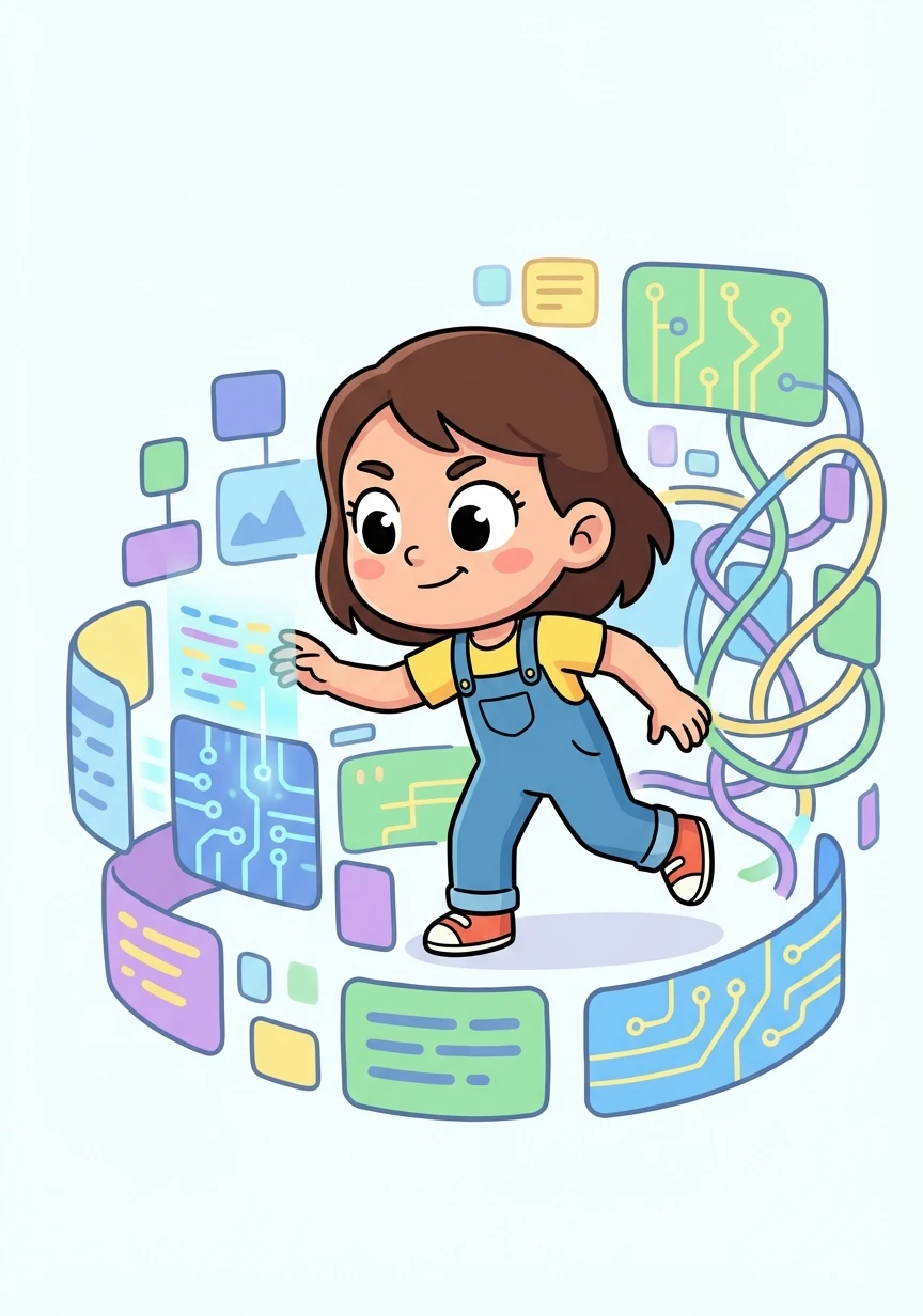 Intrigada, Sofia decide investigar. Se adentra en el laberinto de códigos y datos, buscando la causa de esta duplicación misteriosa.