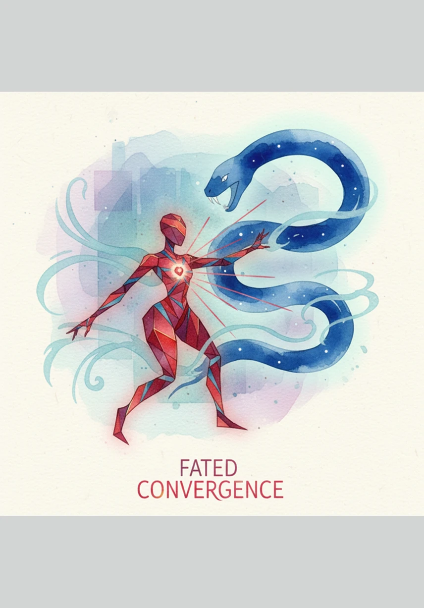 On the other side of the horizon, a deep blue line named Azure wakes up with a shimmer. He stretches his long, sapphire body, ready to explore the infinite space around him.