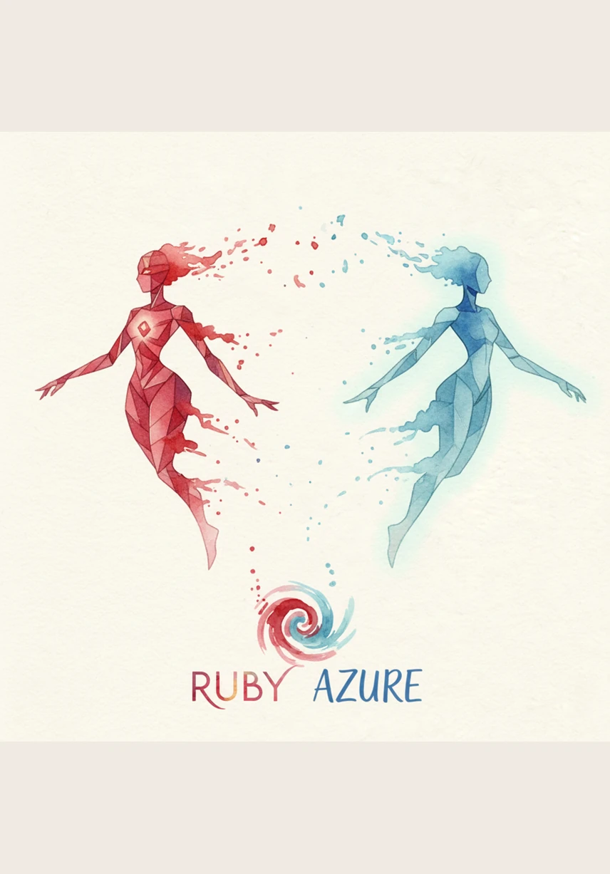 Ruby and Azure fly off the sides of the screen, leaving behind fading trails of stardust. Though they are gone from sight, the vibrant energy of their meeting lingers in the air.