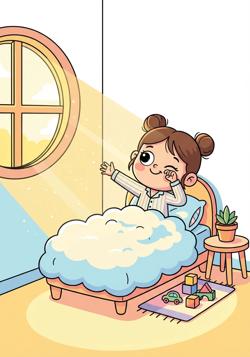 阳光洒进房间,金佳勤揉揉眼睛,甜甜地笑了。今天会发生什么有趣的事情呢?