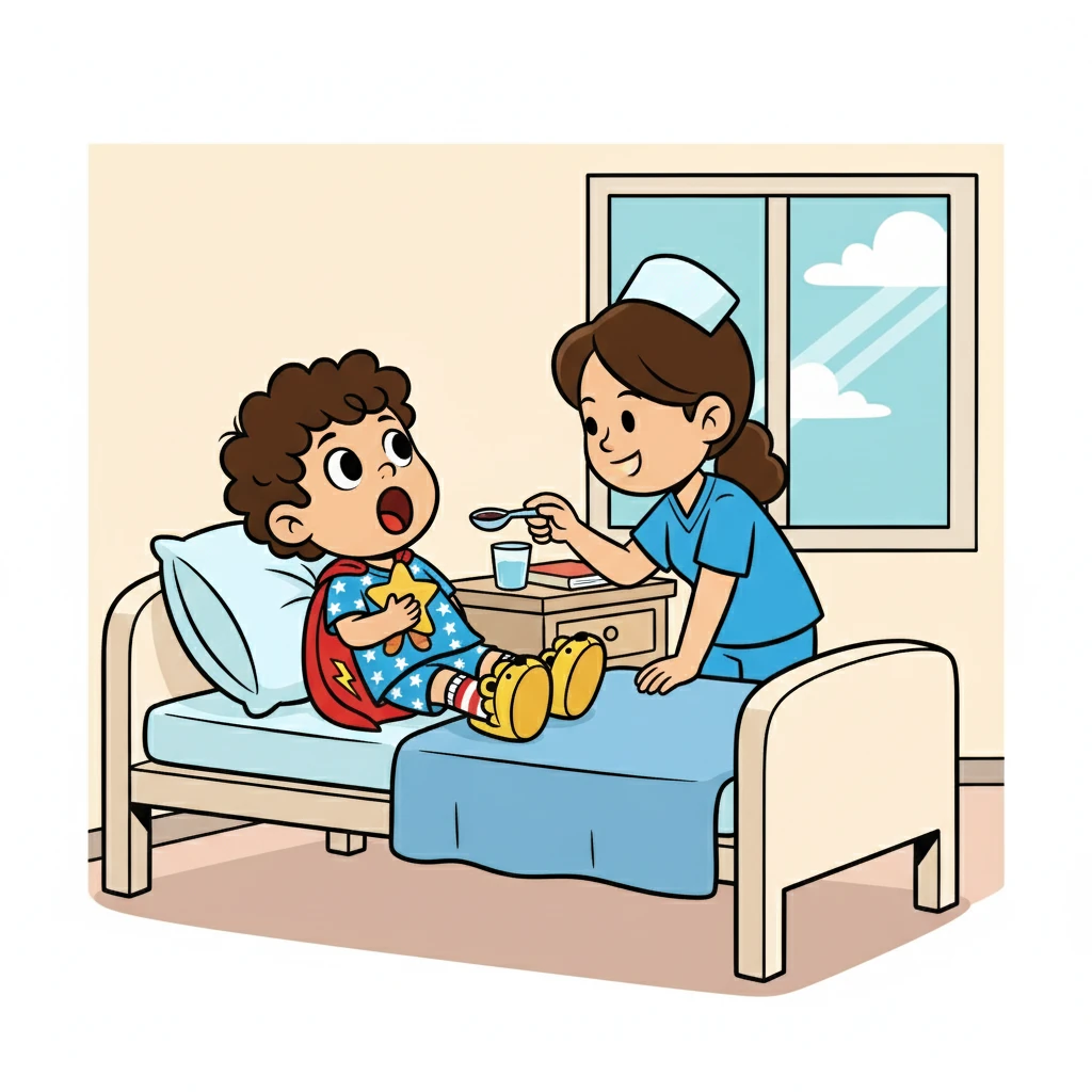 Seorang perawat datang membawa obat. Bintang membuka mulutnya lebar-lebar. Rasanya tidak enak, tapi Bintang tetap tersenyum.