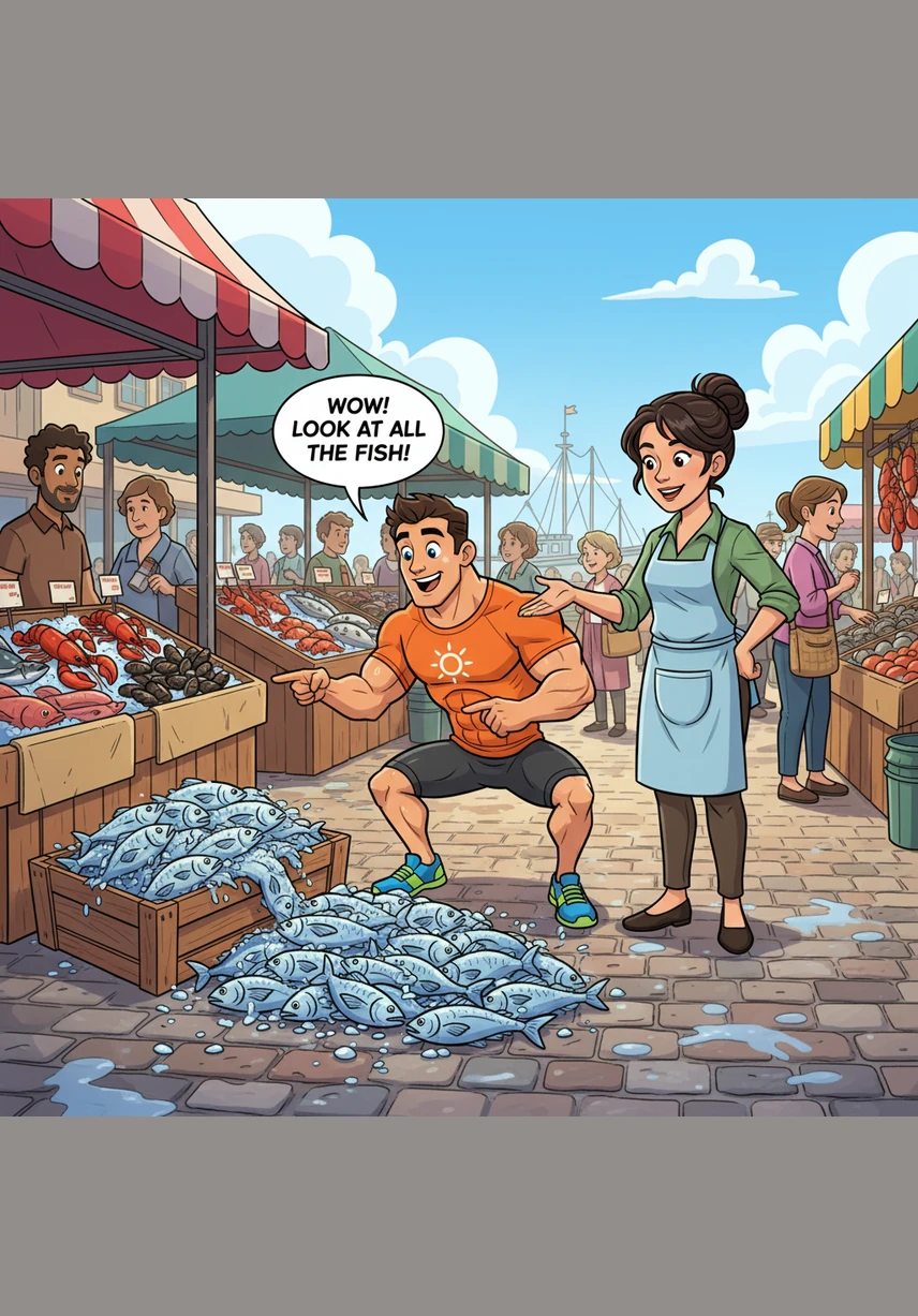 In a vibrant seafood market, Oliver learns about the legendary power of fresh oysters from a local vendor. These treasures of the sea are incredibly rich in zinc, an essential mineral for reproductive health and cellular energy.