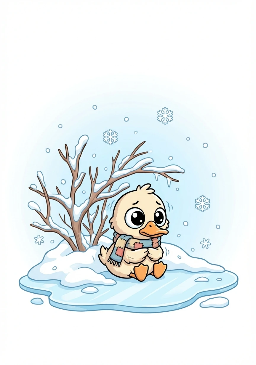 Mùa đông đến, chú vịt con xấu xí phải cố gắng sống sót trong cái lạnh giá.