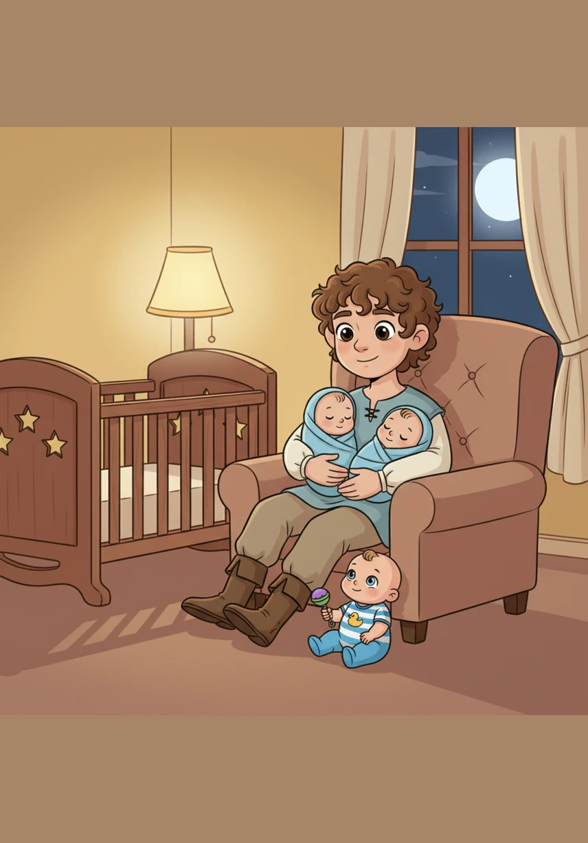 As night falls, Asher gently tucks his brothers into their wooden cradle for a restful sleep. Suddenly, a silver-winged moth taps against the windowpane and whispers about a magical orchard that blooms only once every hundred years.