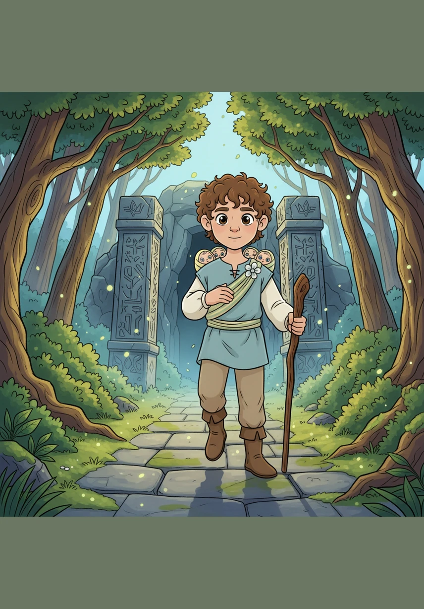 Eager for adventure, Asher wraps the twins in soft, warm blankets and secures them safely in a double sling on his back. He steps out into the cool night air, following the glowing trail of the silver moth into the dark woods.