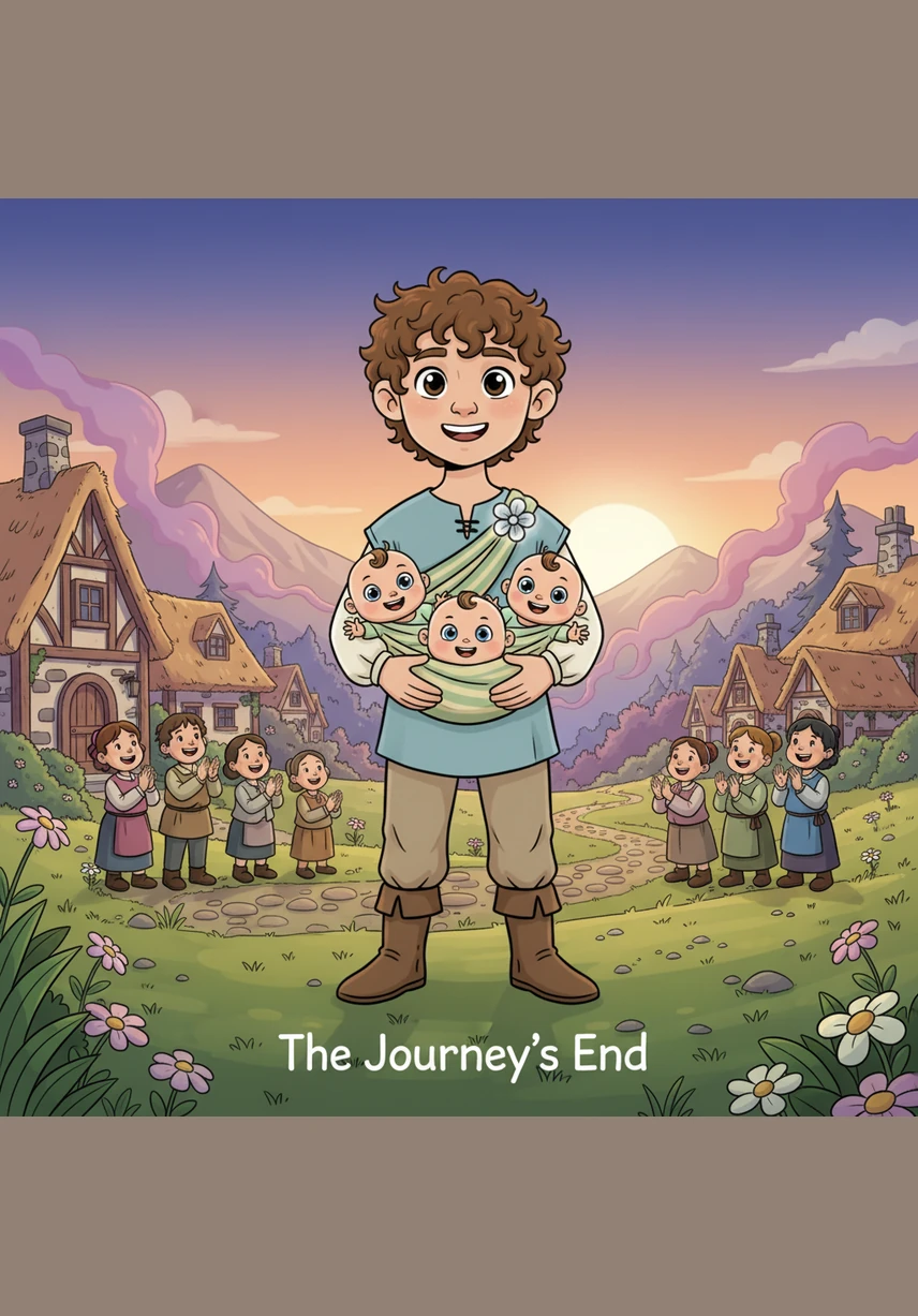 As the morning sun begins to rise, the magical orchard fades into the mist, and the brothers return to their cozy cottage. They drift off to sleep, forever bound by the magic of the moonlit night and the unbreakable bond of brotherhood.