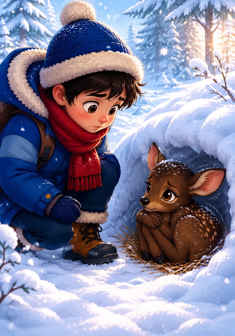 Suddenly, a slight movement in a deep snowdrift caught his eye. Itri stopped in his tracks, peering closely at a small, dark shape huddled shivering against the white blanket of winter.