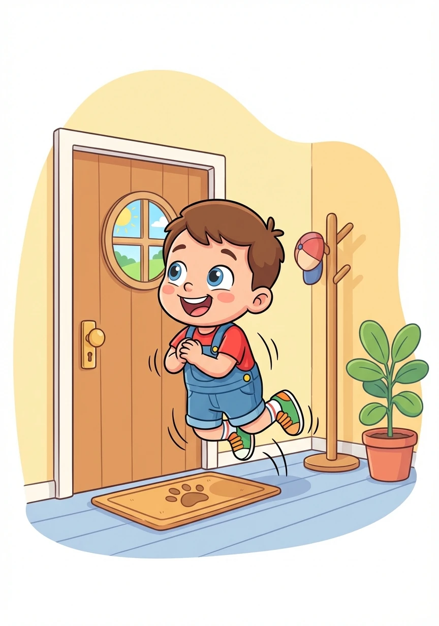 Timmy bounced with excitement! Today was the day he would finally get his puppy. He could barely contain his happiness as he waited at the front door.