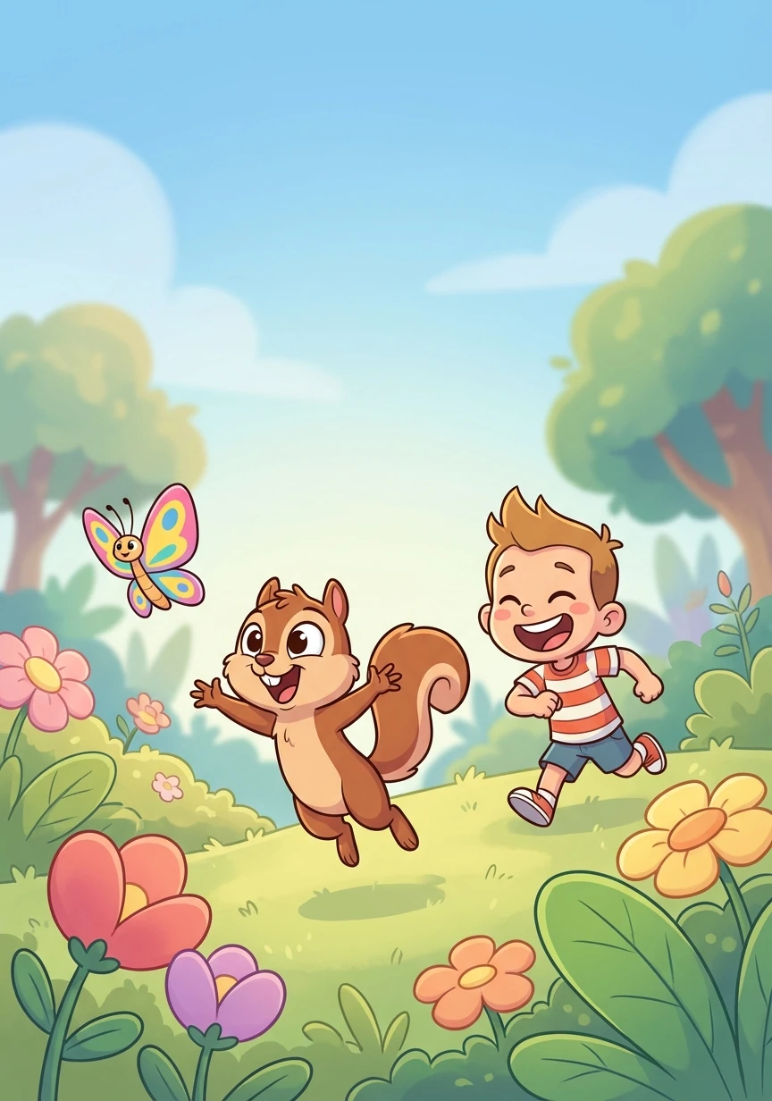 The butterfly led Cinnamon on a merry chase, deeper and deeper into the garden. Timmy followed close behind, giggling at Cinnamon's antics.