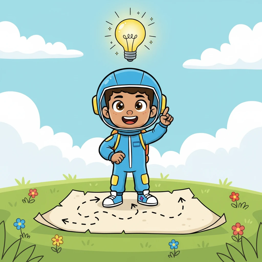 A lightbulb seemed to twinkle above Turbo's head! "Aha!" he exclaimed. "I remember the clues on the map!" He carefully planned his path: "First, three steps forward, then a quick turn to the left, and finally, two more steps!"