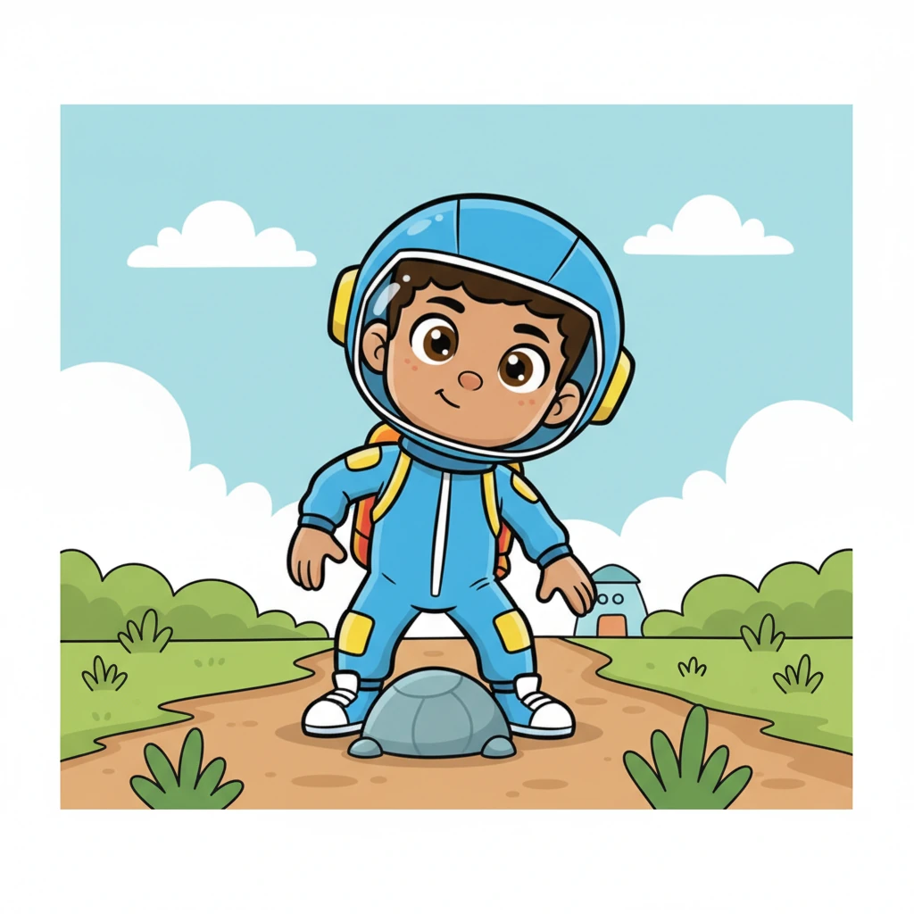 Just as he was about to take his last steps, a small, smooth rock appeared in his path. Turbo paused, his head tilted curiously, but he didn't let it stop him. He simply waddled around the friendly little stone, keeping his goal in mind.
