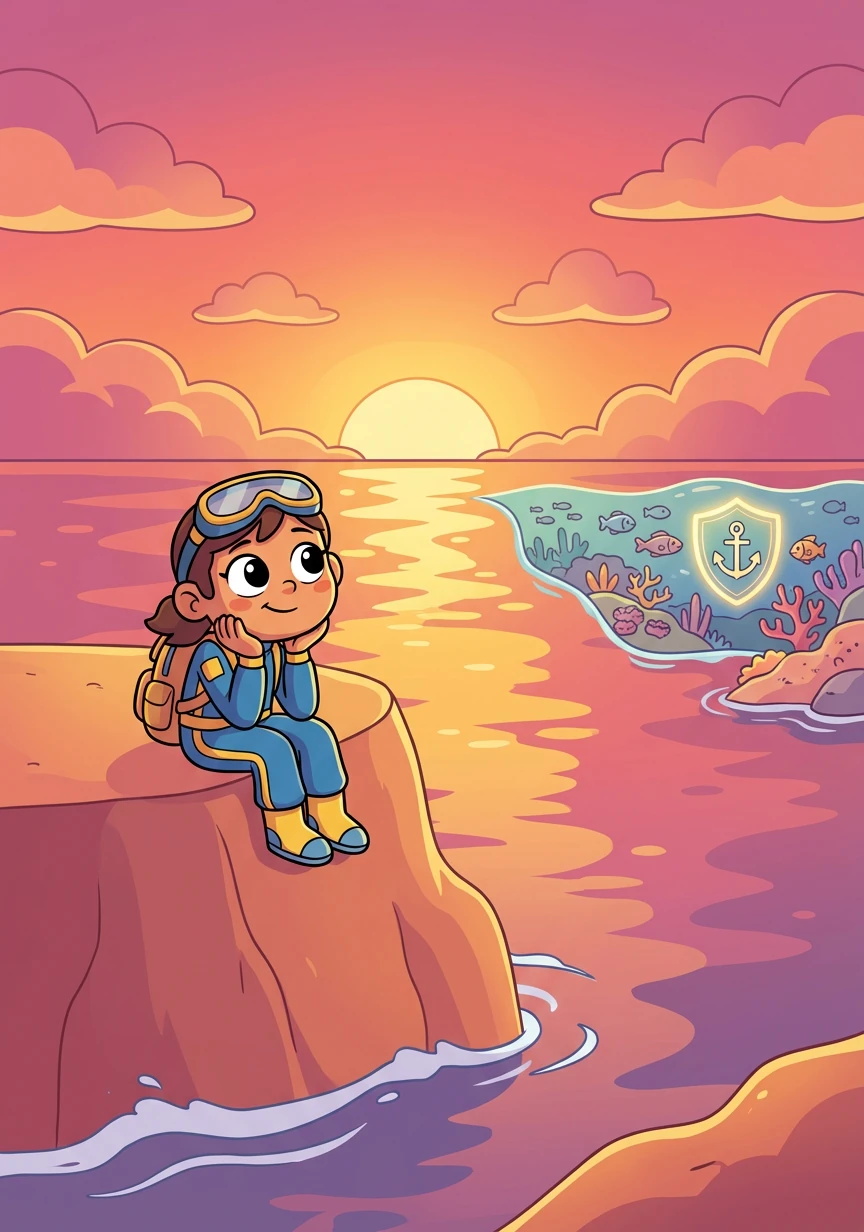 As the sun sets, casting a golden glow over the ocean, Echo reflects on her incredible journey. She understands the importance of the MPA and the need to protect it for generations to come.