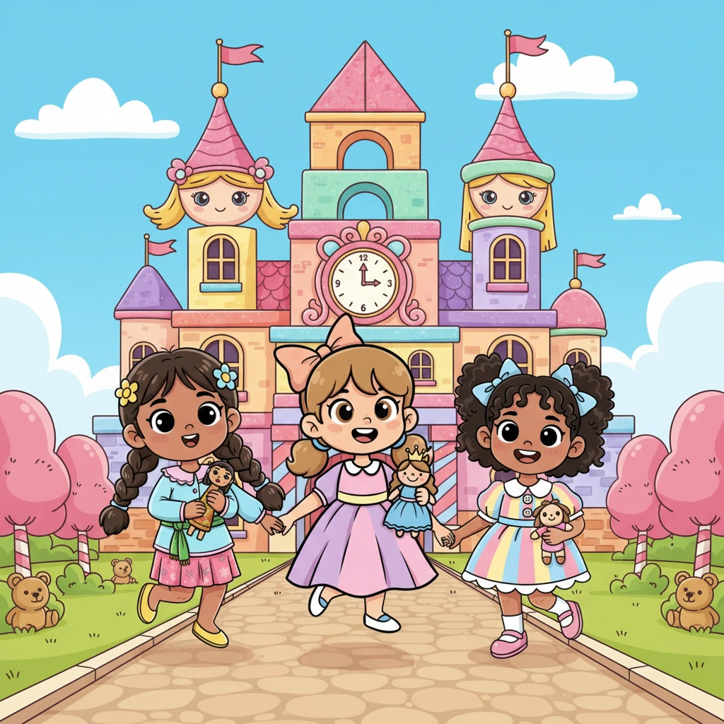 Lani, Maya, dan Sari adalah tiga sahabat yang tak terpisahkan. Mereka selalu berbagi tawa dan mimpi, terutama tentang petualangan seru. Hari ini, mata mereka berbinar dengan rencana istimewa: mengunjungi Istana Boneka yang legendaris!