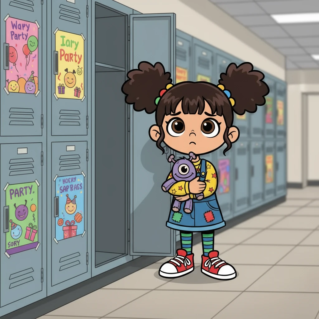 Maya's locker stood in stark contrast to the festive decorations. She stared at the posters, each one a cheerful reminder of the party she wasn't invited to. The whispers from the day before echoed in her mind, adding to her growing sense of isolation.