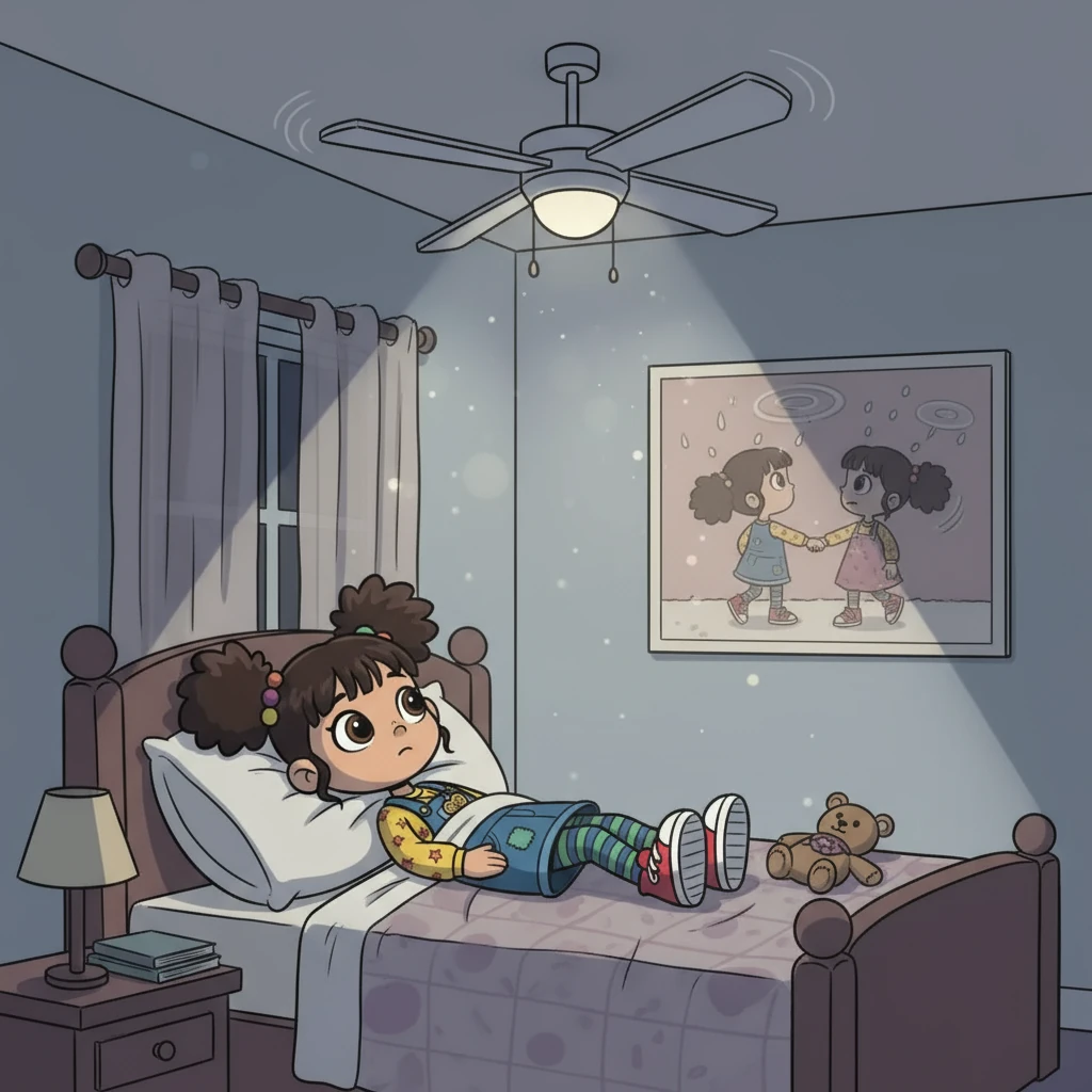 That night, Maya lay in bed, the ceiling fan a slow, uncaring witness to her thoughts. She remembered dancing with Lila in the rain, their laughter echoing through the storm. Now, the memory felt distant and faded, like a cherished photograph left in the sun.