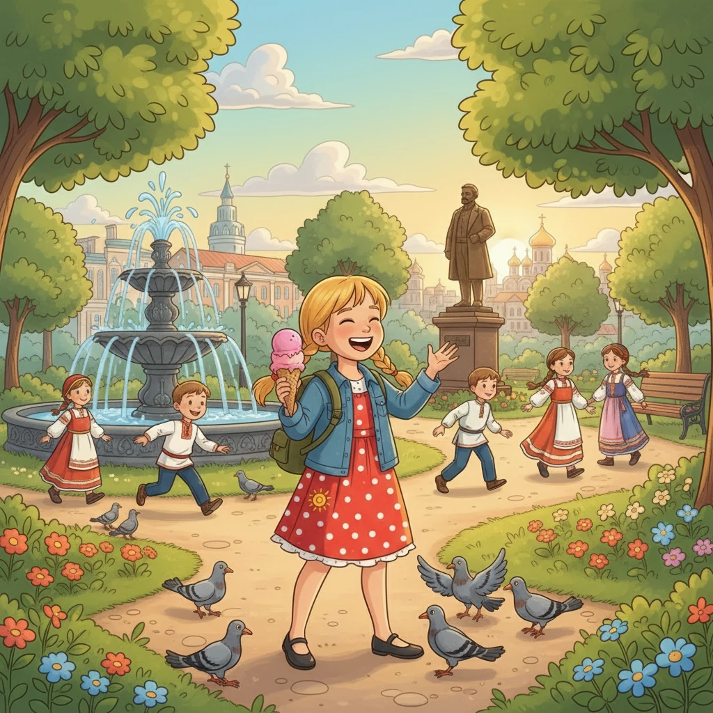 В парке им. Ленина Маша увидела множество интересных памятников и фонтанов. Она весело играла с другими детьми, гоняя голубей и пробуя мороженое. Этот парк – настоящее место для игр и развлечений!