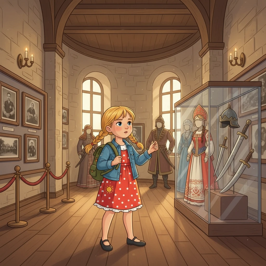 После парка Маша посетила музей истории Оренбурга, где узнала много интересного о прошлом своего города. Там были старинные фотографии, оружие и даже костюмы, которые носили люди давным-давно. Маша почувствовала себя частью истории.