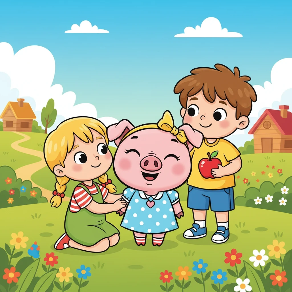 Діти з села просто обожнювали Розі. Вони знали, що вона дуже добра і ласкава свинка, завжди готова до погладжування або спільної смакоти. Розі терпляче дозволяла їм гладити свою м'яку спинку і хихотіла від її грайливого рохкання.