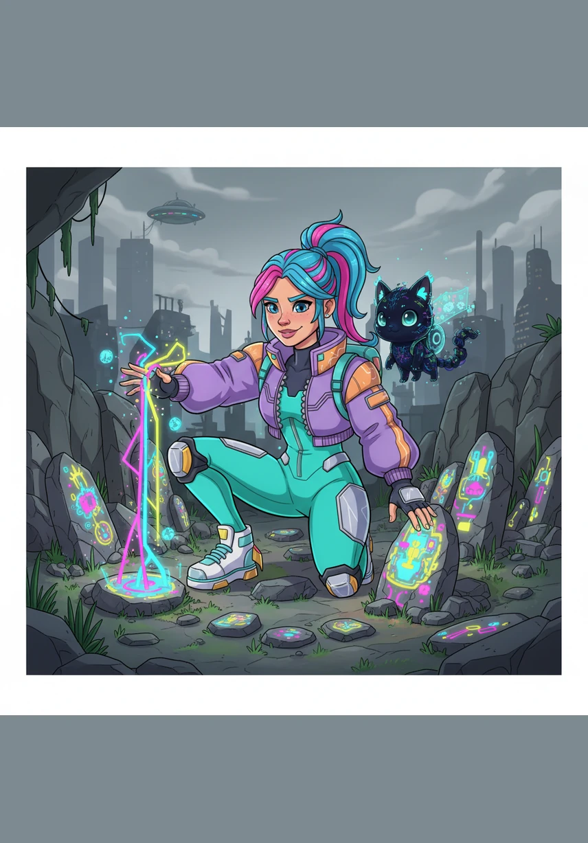 Determined to change her world, she begins to paint vibrant, glowing colors onto the gray stones of her garden using the light from her own memories. As she creates, she notices that her hands are no longer cold, and her heart begins to hum with a brand new rhythm.