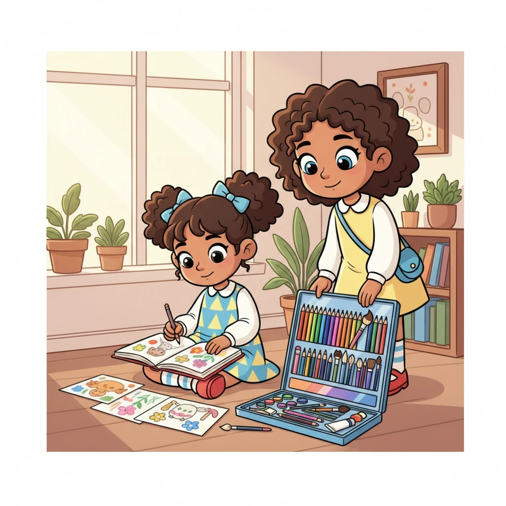 Later, Helen found Jo sketching in her corner. Seeing the beautiful drawings and the effort Jo had put into her space, Helen quietly placed a brand new, dazzling set of art supplies beside her. It was a rare, unspoken gesture of understanding that brought a soft warmth to Jo's heart.