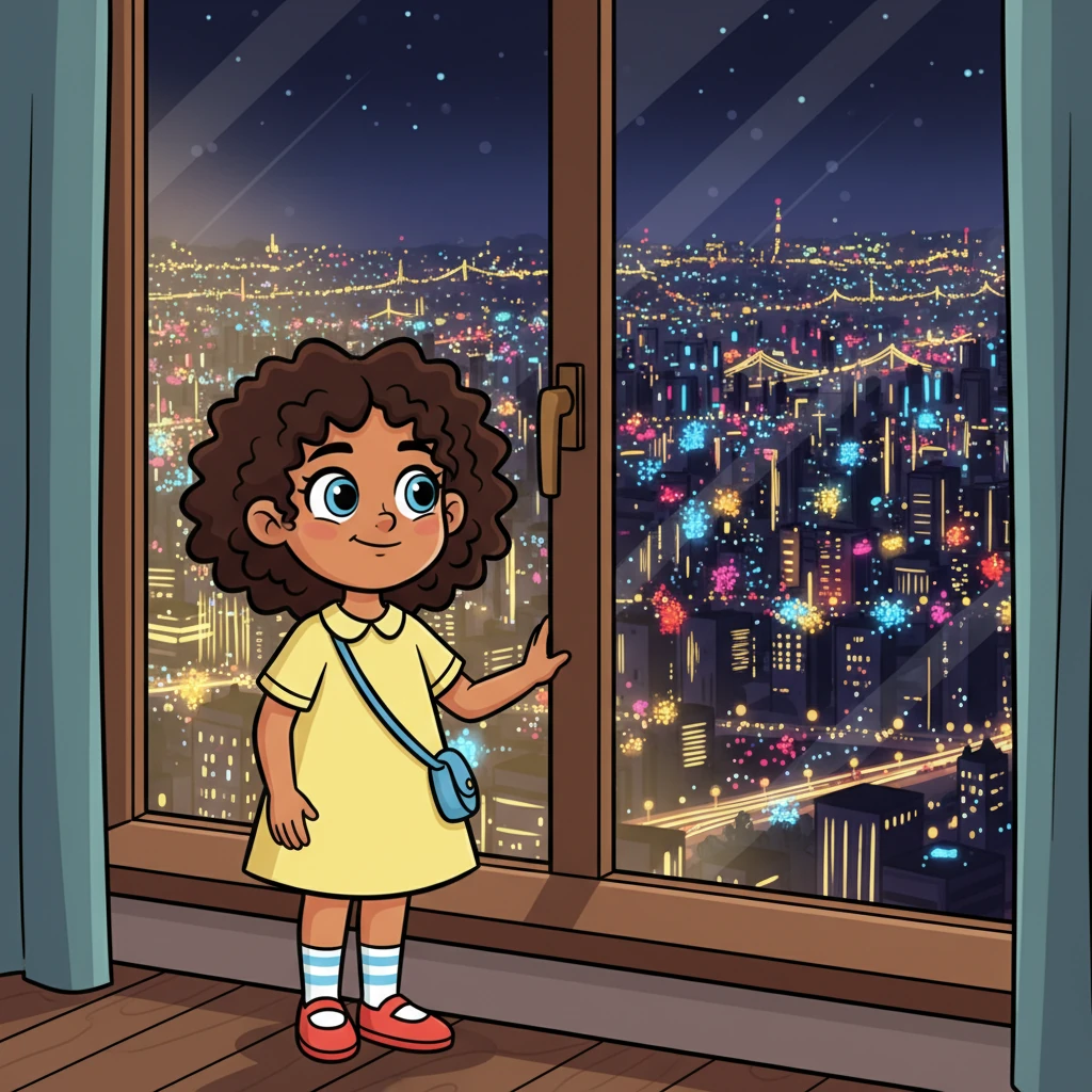 Jo stood by her window, looking out at the bustling new city, its vibrant lights twinkling below. A small, confident smile played on her lips. She knew life would always bring changes, but she also knew she had the strength and creativity to paint her own bright future, finding joy in every new scene.
