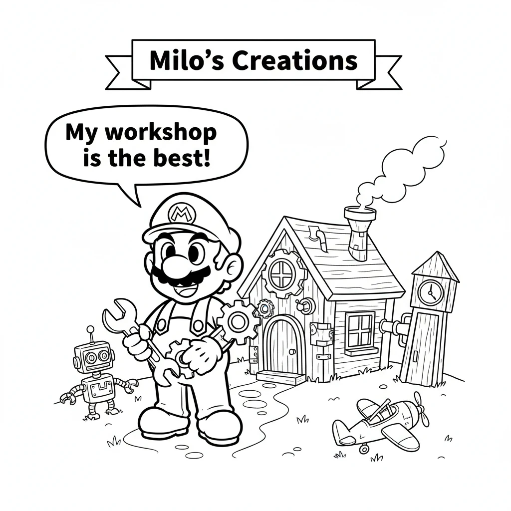 Milo lived in a tiny, cozy house. He loved making things and fixing what was broken. His little home was full of wonderful creations. Milo always had