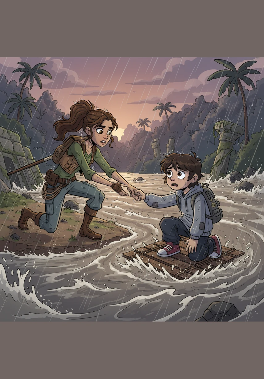 Maya tells Leo a tragic story about a silver locket she dropped into the rising river, claiming it was her only memory of home. Leo, moved by her sadness, vows to stay by her side and search until the precious treasure is recovered.