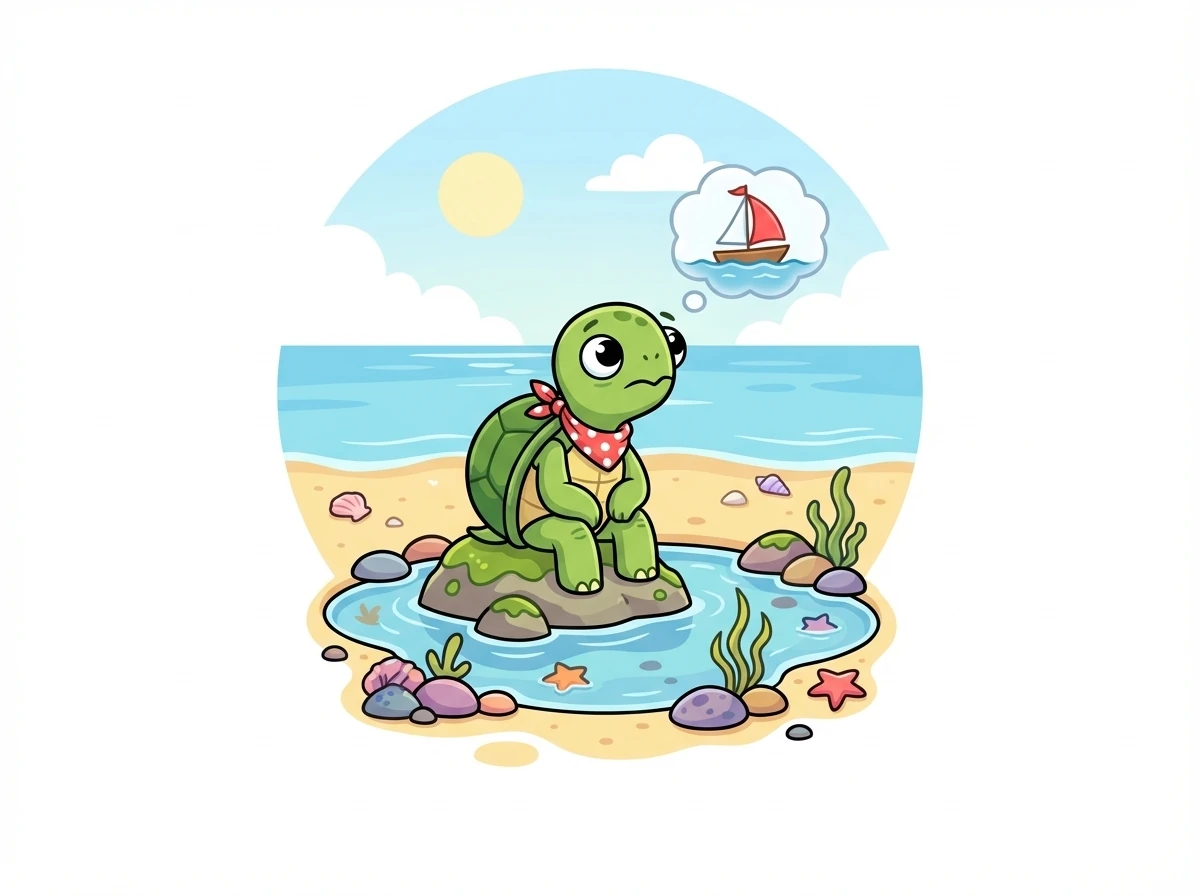 Timmy the turtle lived in a tiny tide pool. He was terribly bored and wanted to travel.