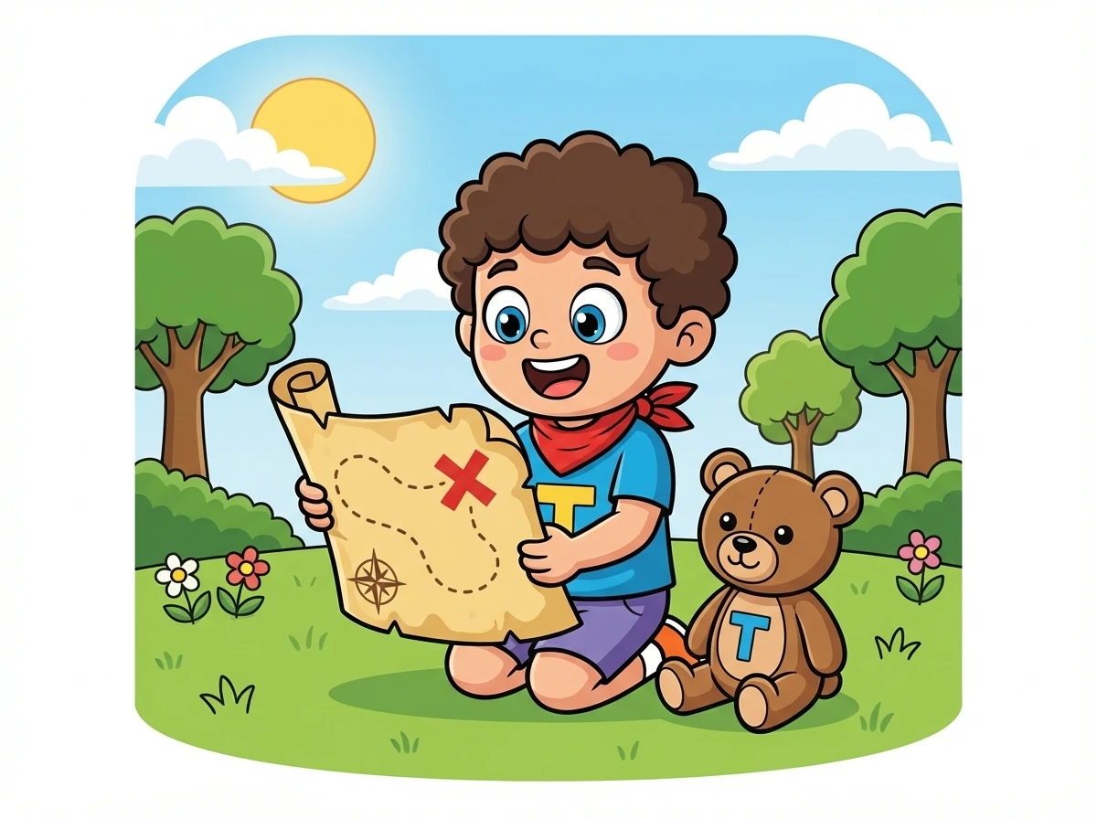 One sunny Tuesday, Timmy found a treasure map! It showed a path to a terrific surprise.