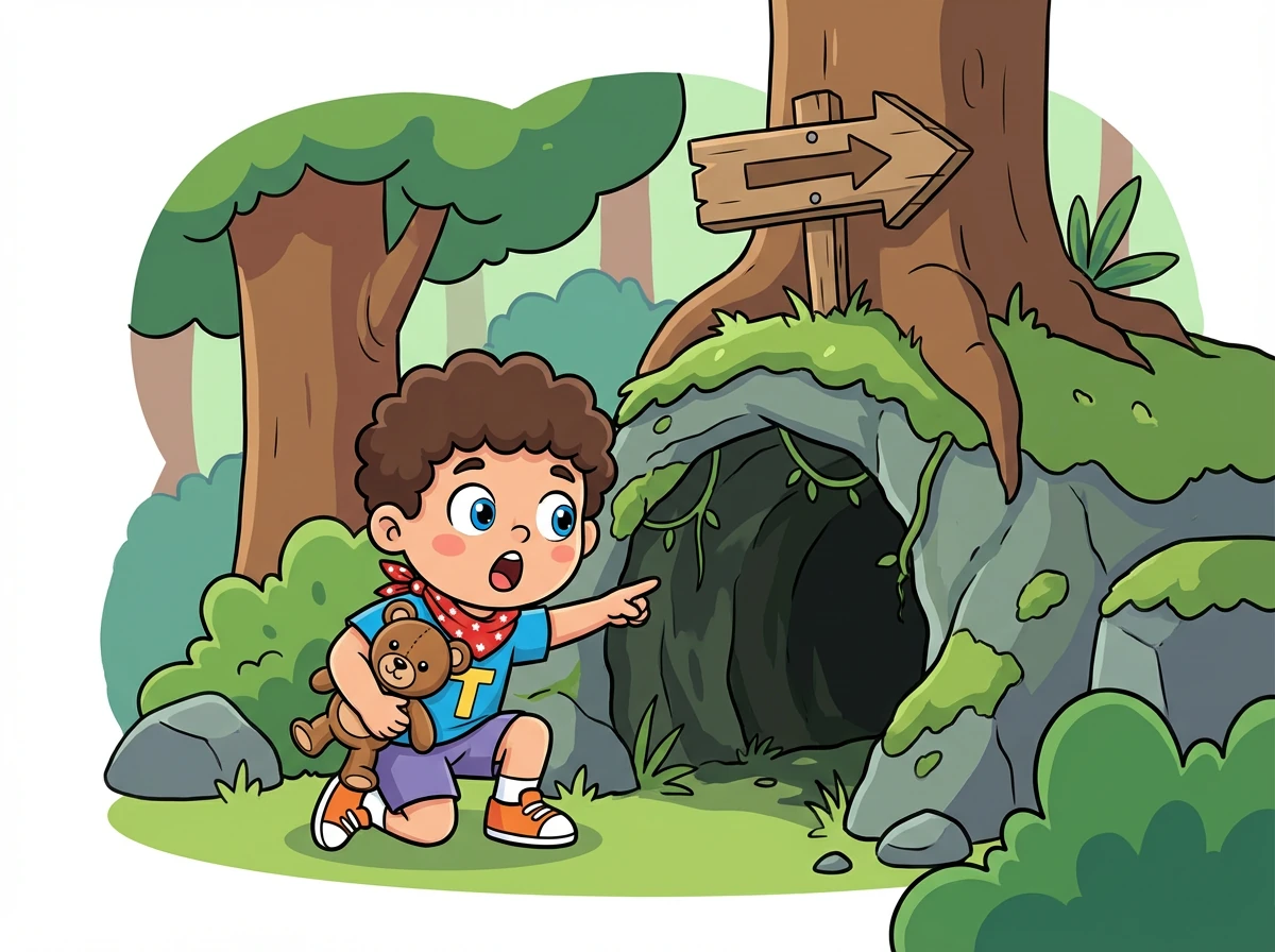 Suddenly, they noticed a sign pointing to a hidden tunnel. Could the treasure be inside?