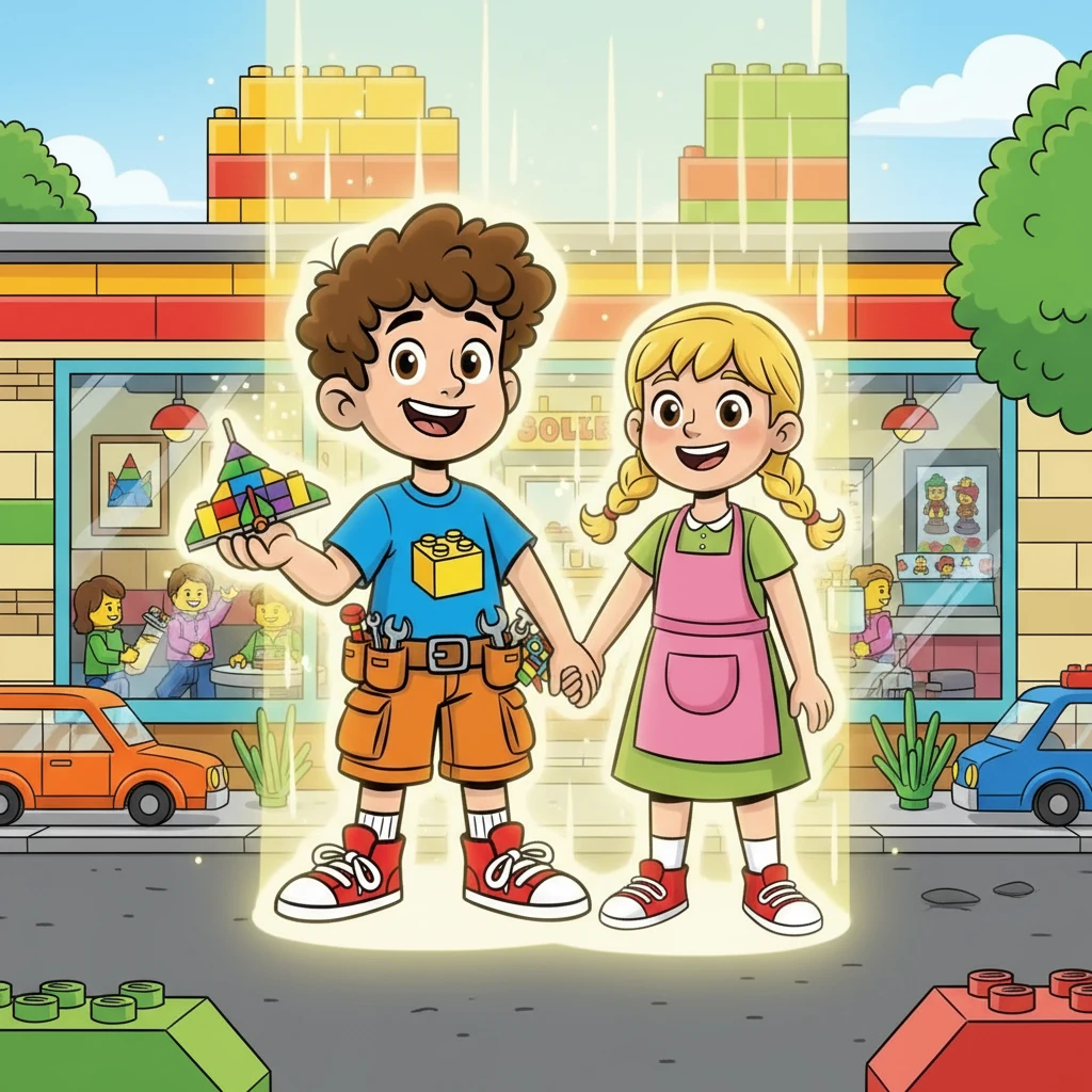 With the Lego Diner running smoothly, Jake and Sarah smiled. They were proud of their teamwork and the positive change they made. The bright light returned, and they transformed back into their human selves, their hearts full of the Lego spirit of adventure and friendship.