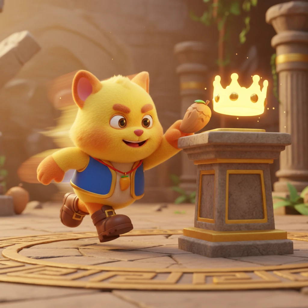 เมื่อสบโอกาส จ๊อกกี้จึงดำเนินการขั้นเด็ดขาด เขาวิ่งพุ่งเข้าหาแท่นบูชาอย่างรวดเร็วราวกับสายฟ้าแลบ สลับเอา "มะม่วงไม้" ที่เตรียมมาวางแทนที่มะม่วงทองคำของจริงอย่างแนบเนียน