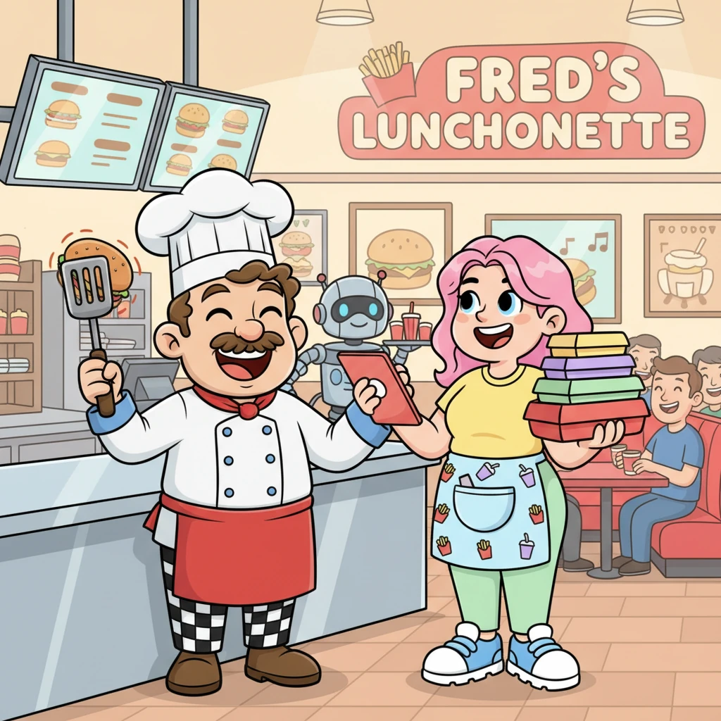 Logo, a Lanchonete do Fred se transformou. Os pedidos chegavam e saíam da cozinha em um fluxo perfeito. Não havia mais confusão, nem clientes impacientes. Fred, agora relaxado e sorridente, conseguia até mesmo contar uma piada ou duas enquanto preparava os lanches.