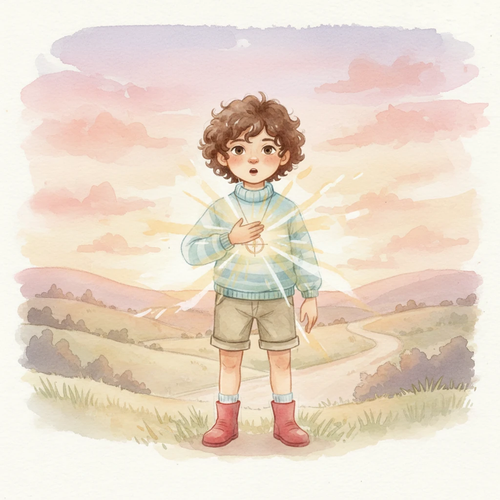 As the sun began to dip, painting the sky in hues of rose and lavender, a faint, golden glow pulsed from Lumi's chest. It was a soft, comforting light, like a tiny sun nestled within her. She had never felt anything quite like it before.
