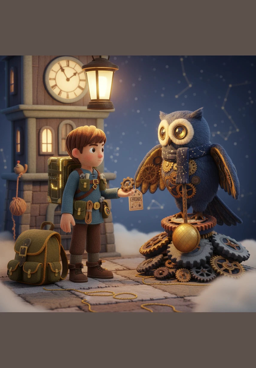 He encounters a metallic owl named Chronos, who carries a flickering lantern filled with golden sand. Chronos teaches Leo that working in timed bursts of intense focus followed by short breaks is the only way to power the lantern and light his path.