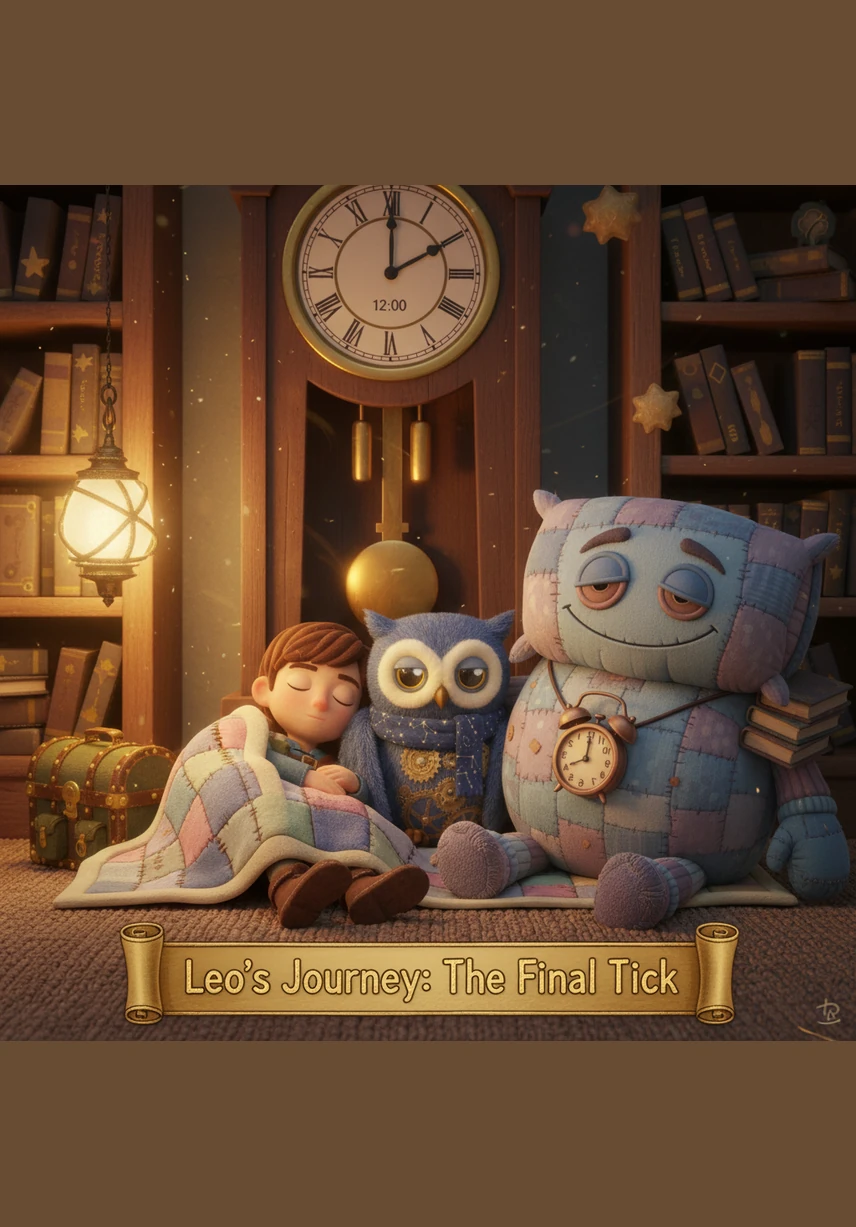 Leo wakes up at his desk, the morning light hitting his open textbook which now looks like an exciting map rather than a burden. With a newfound sense of purpose, he picks up his pen and begins his work, his mind as sharp and organized as a master clockmaker's.