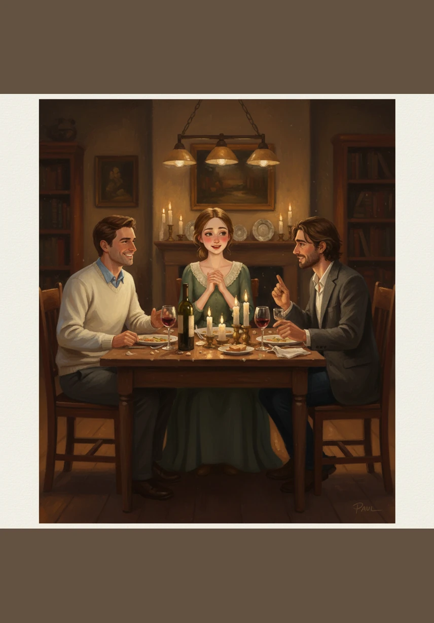 The warm glow of the dinner party cast soft shadows across the table as Helen sat nestled between her husband, Zach, and his friend Paul. Emboldened by a second glass of wine and the playful encouragement of the two artists, she felt a sudden surge of uncharacteristic courage. With a flushed face and a racing heart, she whispered her agreement to model, surprising even herself with the daring offer.