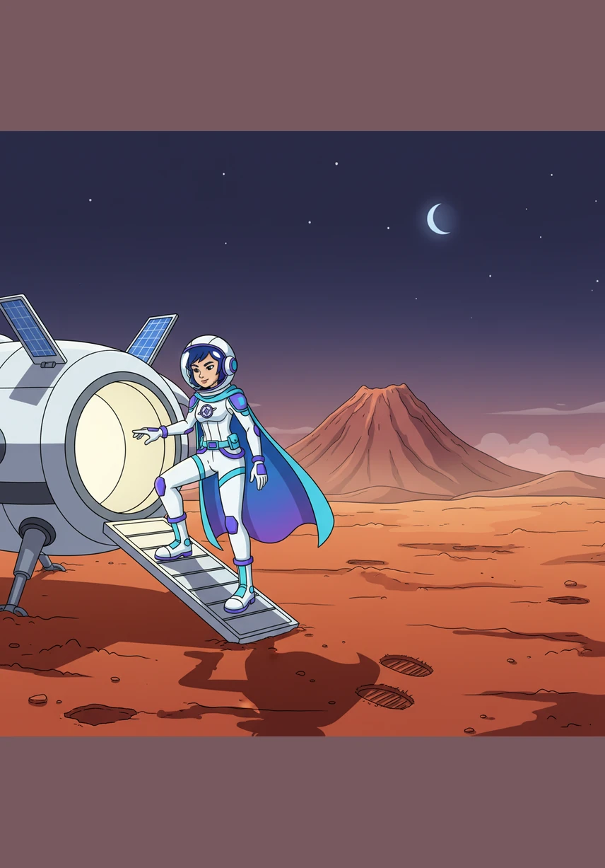 Astra dons her suit and steps out of the airlock, tethered safely to her ship. She floats weightlessly among the soft, glowing petals that hum with a gentle, life-giving energy.