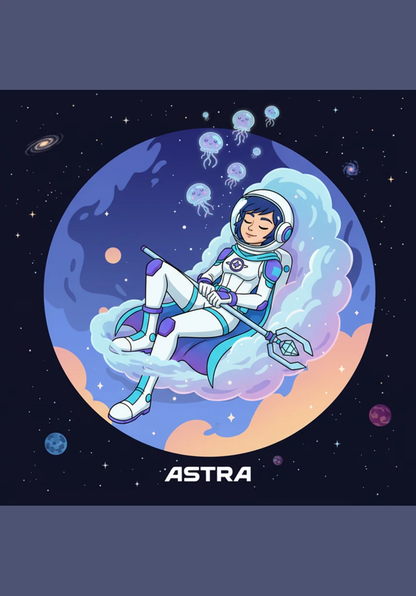 Resting against the hull of her ship, Astra watches the endless field of celestial flowers bloom against the dark. She has found the universe's secret garden, a place where beauty grows in the heart of the stars.