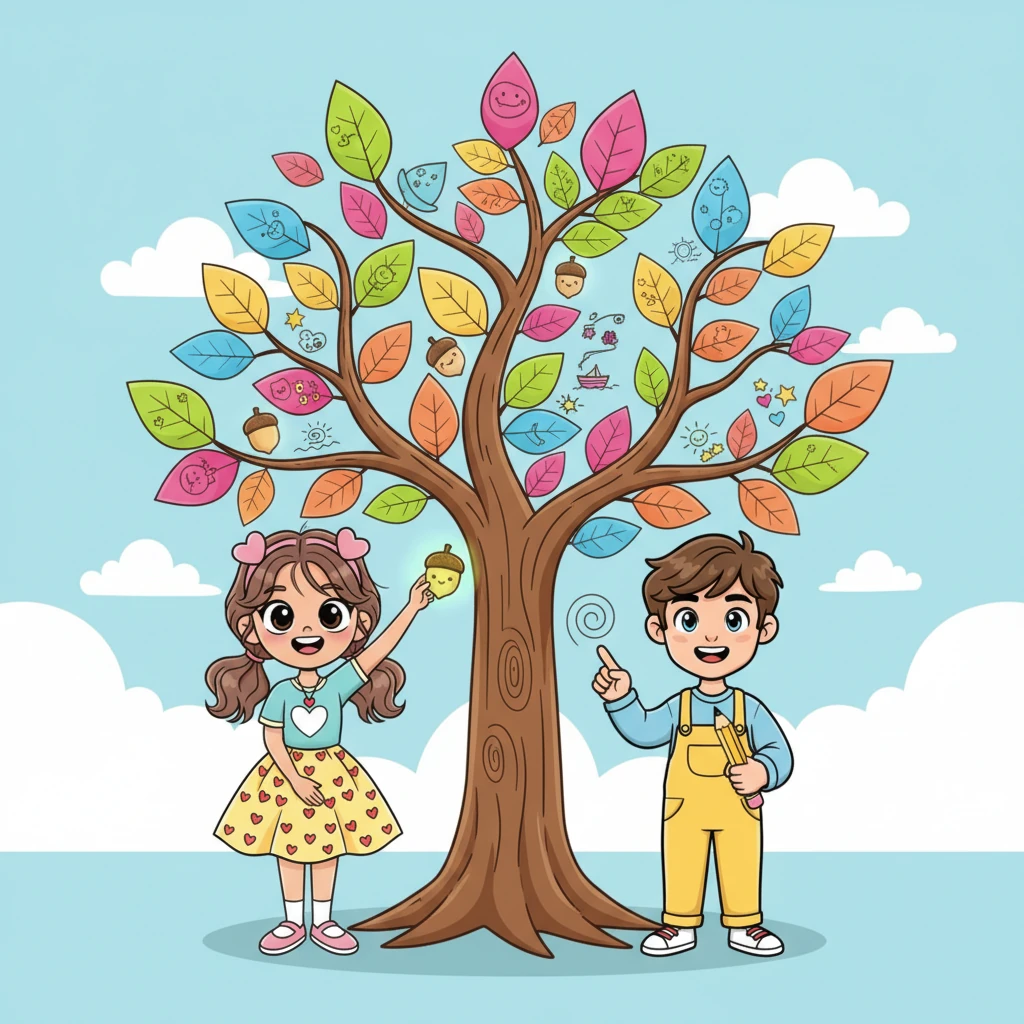 They created a special 'Friendship Tree' section, where each branch represented a new shared adventure. They drew little acorns of memories, growing into big, leafy moments of joy and laughter. The tree was bursting with vibrant colors, symbolizing their ever-growing bond.