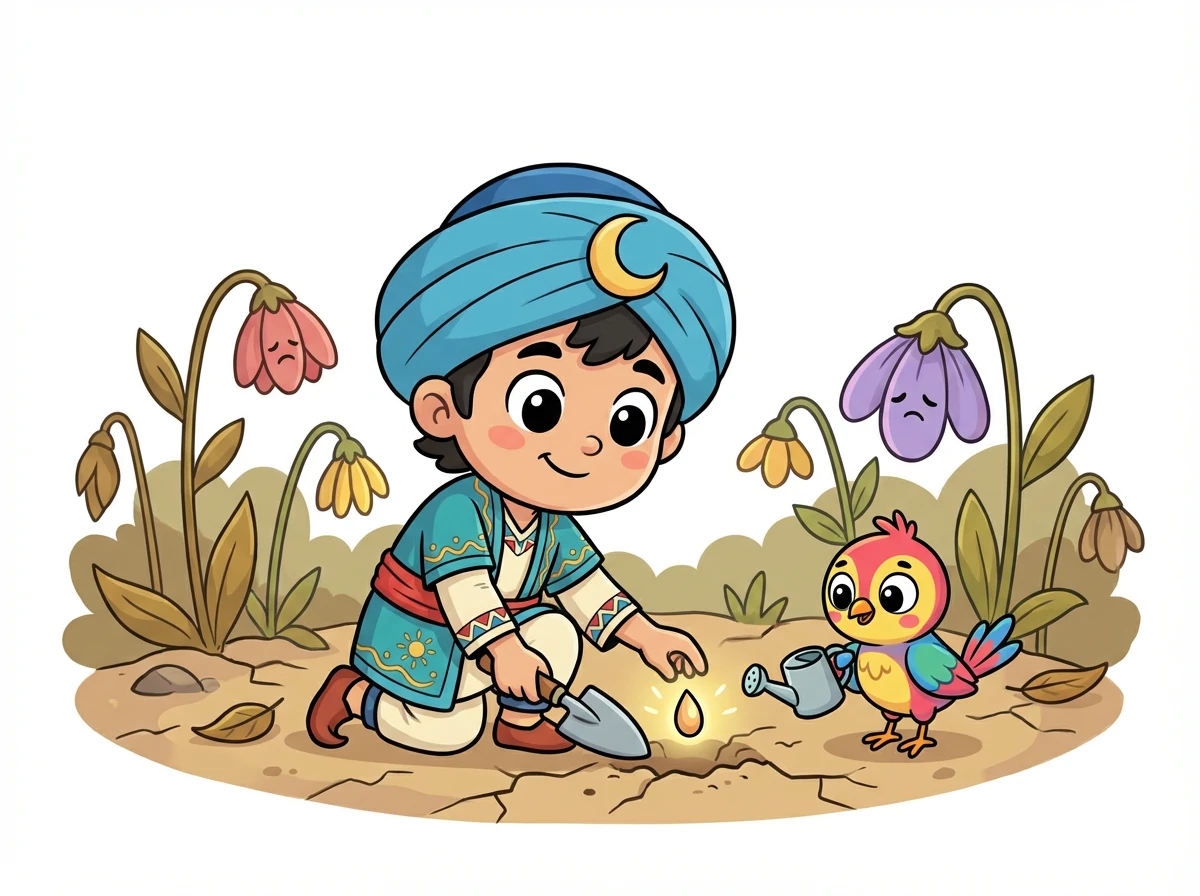 Ammo bog' so'lib borardi, chunki xonlikdagi odamlar bir-biriga mehribonlik qilishni unutgan edi. Alisher qush bilan birga bog'ni qayta tiklashga qaror qildi.