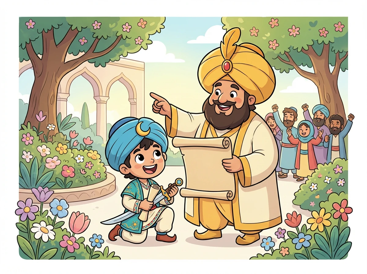 Xonlikning sultoni Alisherning jasoratini eshitib, uni saroyga taklif qildi. Sulton Alisherga bog'ni doimo parvarish qilish va xalqni birlashtirish vazifasini topshirdi.