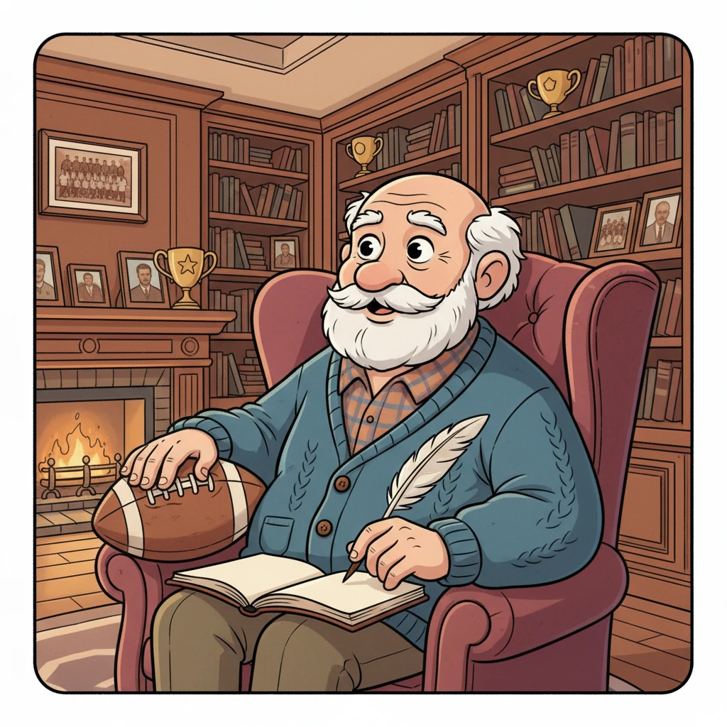 Once upon a time, a kind old grandpa, known for his love of football, sat in his grand study. He had a big idea: to find a truly special player, someone with incredible skill and a humble heart, for his team.