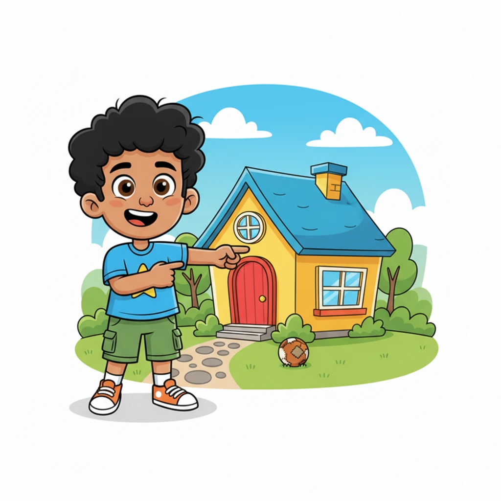 After searching for a while, they spotted a small, cheerful house with a bright red door. A slightly worn football lay playfully near the entrance, hinting at the passion within.