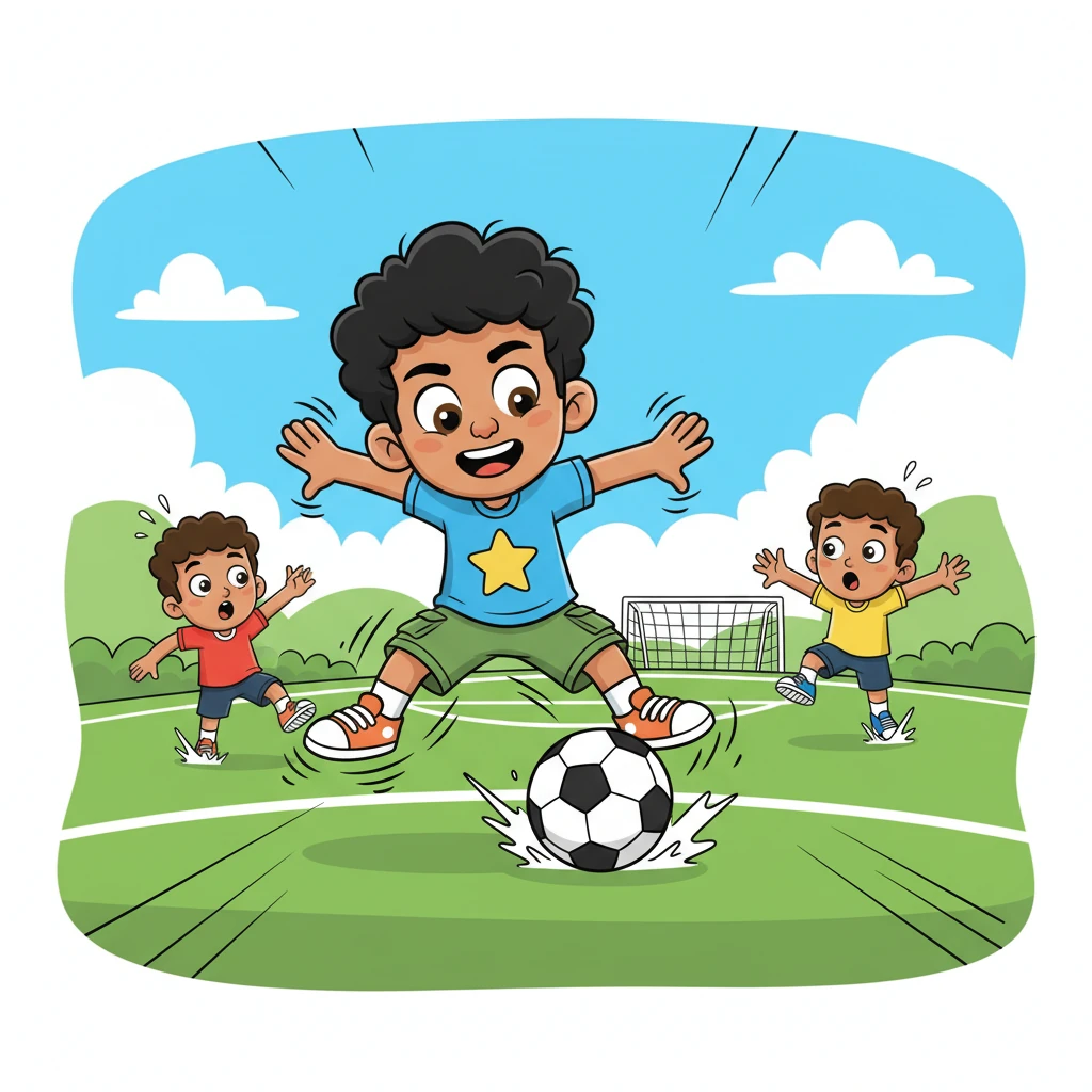 Soon, Leo was on a vibrant green football pitch, dribbling the ball with incredible speed and grace. He weaved past his opponents with effortless skill, a true natural talent.