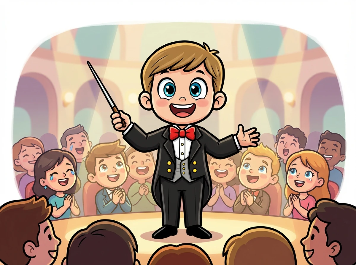 Le public est captivé par la musique. Les visages s'illuminent de joie et d'émotion. Léo sent une immense satisfaction en partageant sa musique.