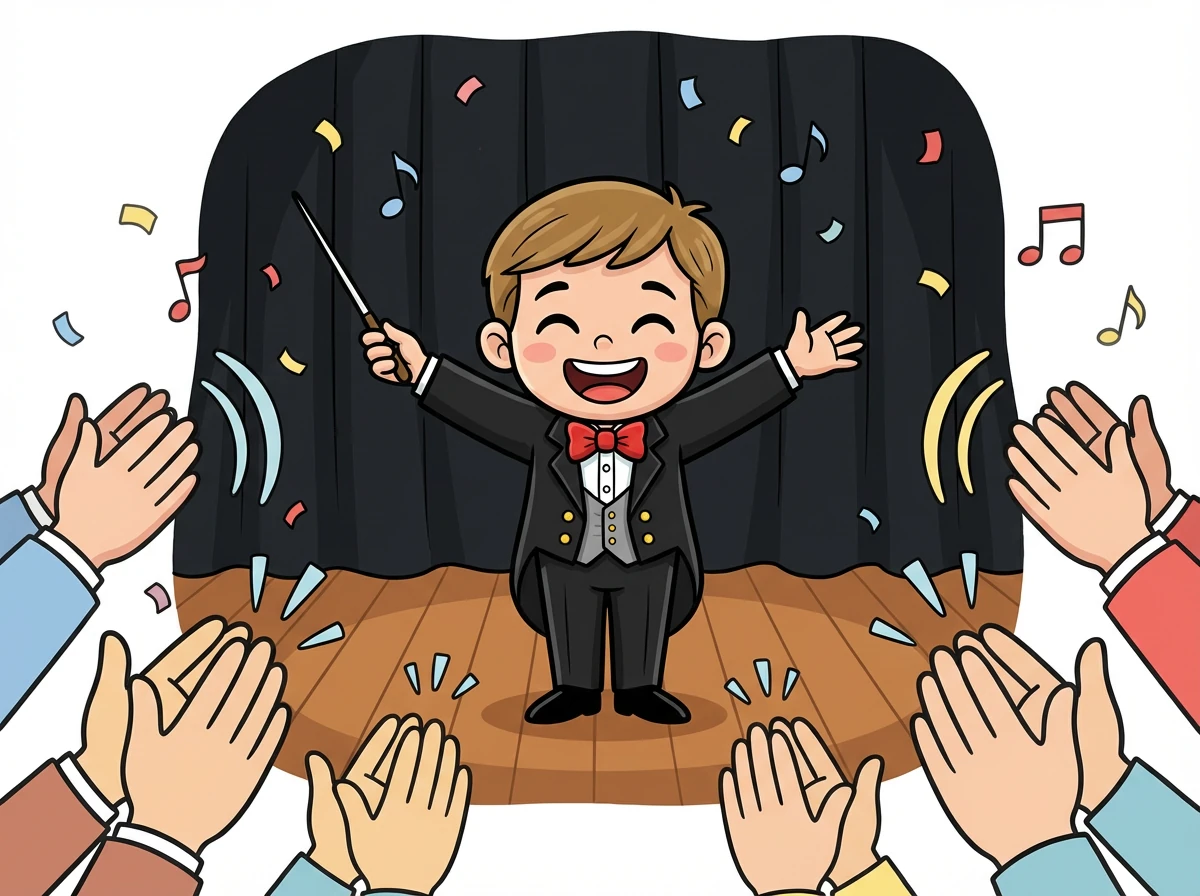 Le concert touche à sa fin. Les applaudissements éclatent, tonnerre d'enthousiasme. Léo salue le public, le cœur rempli de bonheur.