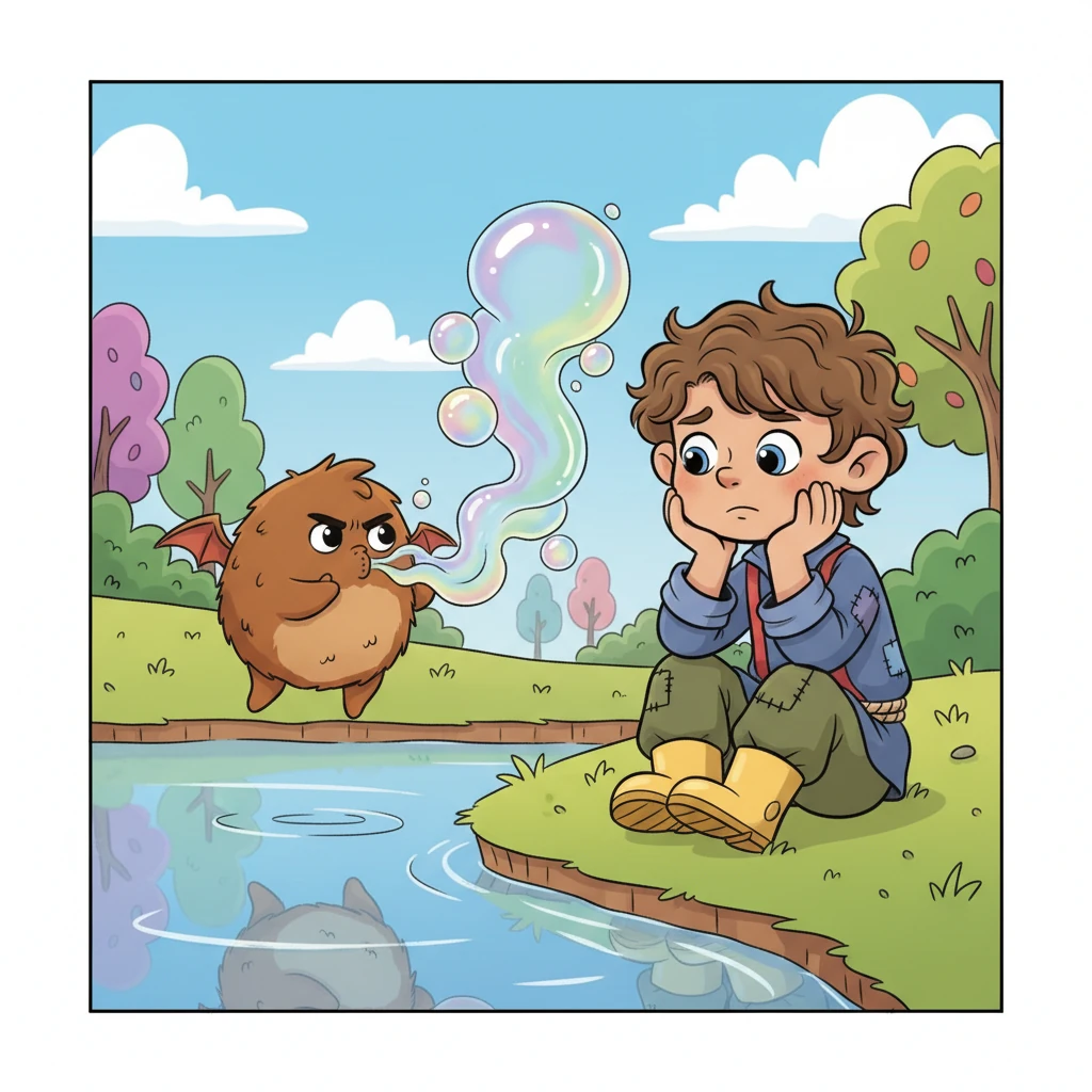Barnaby, with his perpetually furrowed brow and small, leathery wings, would often find Pip deep in thought by the village pond. Seeing Pip's thoughtf