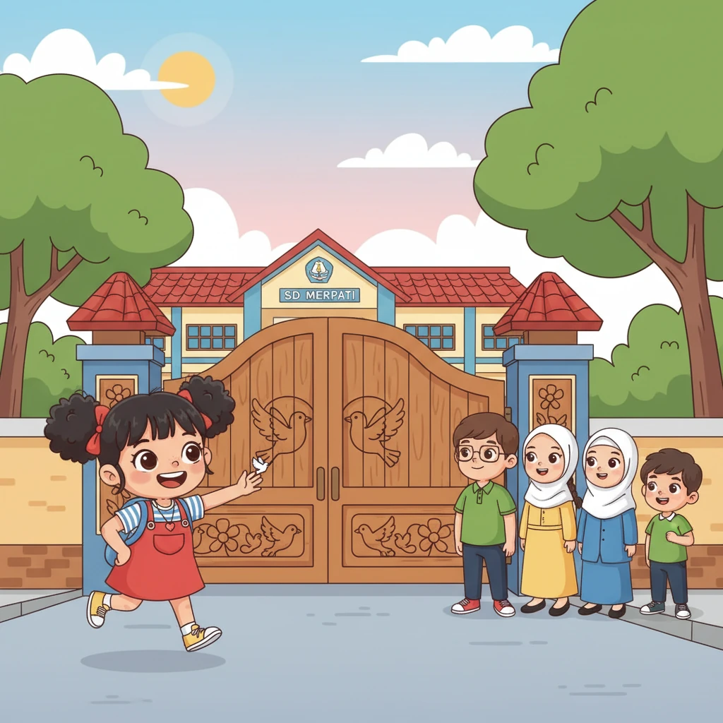 Di sebuah sekolah yang ceria bernama SD Merpati, ada enam sahabat kecil yang tak terpisahkan. Mereka adalah Made, Ayu, Siti, Budi, Davin, dan Rara, yang berasal dari berbagai daerah di Indonesia. Setiap pagi, mereka berkumpul di gerbang sekolah dengan senyum lebar.